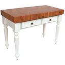 John Boos Cream Finish Cherry Top Alabaster Base Rustica Table with Shelf, 48 x 24 x 4 inch.