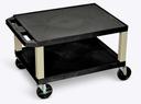 Luxor Black AV Cart with Two Shelves and Putty Legs, 24 x 18 x 16 inch Height