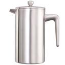 Service Ideas Stainless Steel Brushed Finish Double Wall French Coffee Press, 1 Liter Capacity
