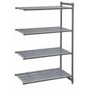 Cambro Camshelving Basics Plus Brushed Graphite 4 Vented Shelf Stationary Add On Unit, 24 x 48 x 64 inch