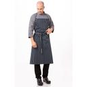 Chef Works Navy with Chalk Stripe English Chef Apron, 39 inch Long x 37 inch Wide