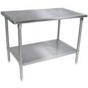 John Boos 14 Gauge Stainless Steel Base Flat Top Work Table with Adjustable Shelf, 120 x 24 inch.