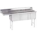 Stainless Steel Fabricated Economy Sink with 3 Compartment, Left Drain Board.Overall Length 75 inch.